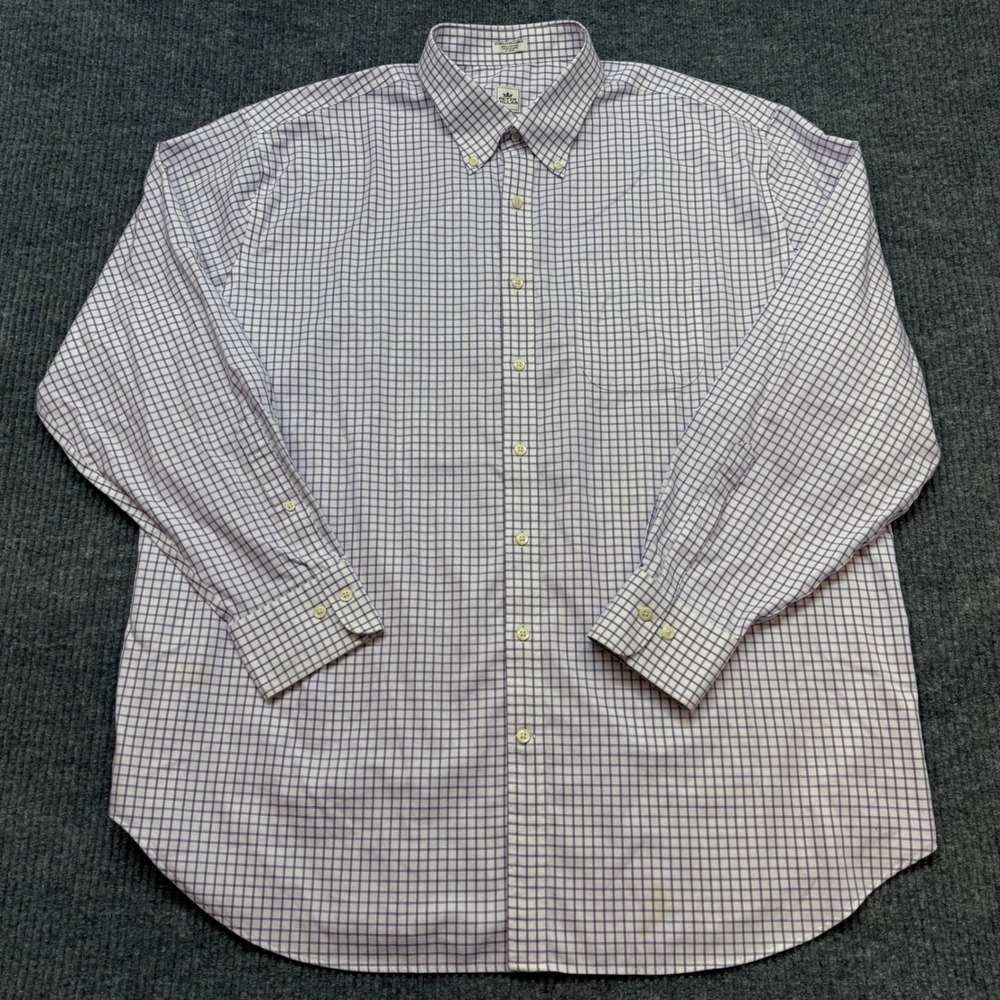 Peter Millar Mens XXL Purple Check Dress Shirt Button Front Cotton Classic